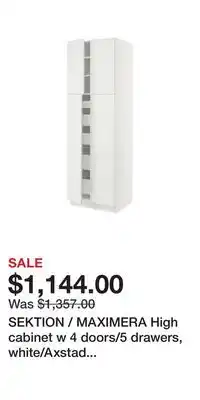 IKEA SEKTION / MAXIMERA High cabinet w 4 doors/5 drawers, white/Axstad matt white offer