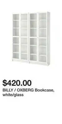 IKEA BILLY / OXBERG Bookcase, white/glass offer