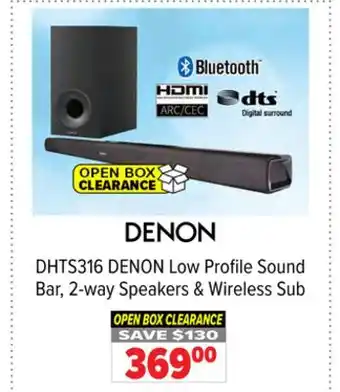 2001 Audio Video DENON Low Profile Sound Bar, 2-way Speakers & Wireless Sub offer