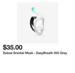 Decathlon Subea Snorkel Mask - EasyBreath 500 Grey offer
