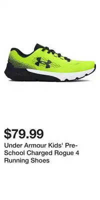 Sport Chek Under Armour Kids' Pre-School Charged Rogue 4 Running Shoes offer