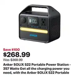 Best Buy Anker SOLIX 522 Portable Power Station - 357 Watts offer