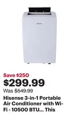 Best Buy Hisense 3-in-1 Portable Air Conditioner with Wi-Fi - 10500 BTU (SACC 7000 BTU) - White offer