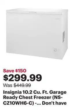 Best Buy Insignia 10.2 Cu. Ft. Garage Ready Chest Freezer (NS-CZ10WH6-C) - White - Only at Best Buy offer