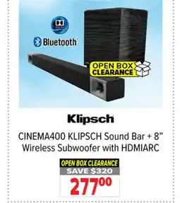 2001 Audio Video KLIPSCH Sound Bar + 8 Wireless Subwoofer with HDMIARC offer