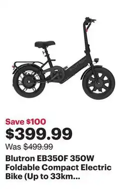 Best Buy Blutron EB350F 350W Foldable Compact Electric Bike (Up to 33km Battery Range / 32km/h Top Speed) - Black - Exclusive Retail P offer