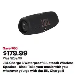 Best Buy JBL Charge 5 Waterproof Bluetooth Wireless Speaker - Black offer