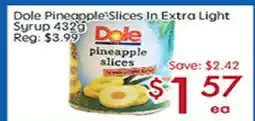 Dole Pineapple Slices In Extra Light Syrup
