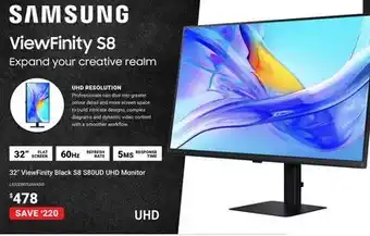 Visions Electronics SAMSUNG 32 ViewFinity Black S8 S80UD UHD Monitor offer