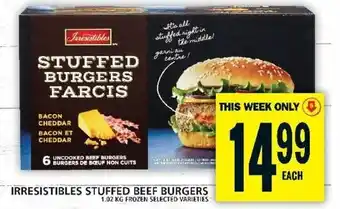 Food Basics IRRESISTIBLES STUFFED BEEF BURGERS offer