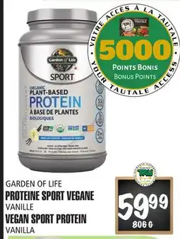 Marches Tau GARDEN OF LIFE PROTEINE SPORT VEGANE offer