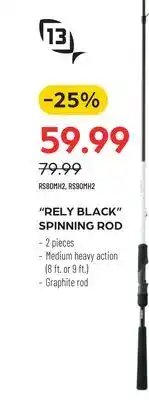 Pronature 13 FISHING RELY BLACK SPINNING ROD offer