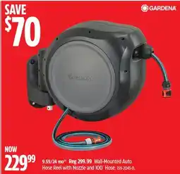 Canadian Tire GARDENA Wall-Mounted Auto Hose Reel with Nozzle and 100´ Hose offer
