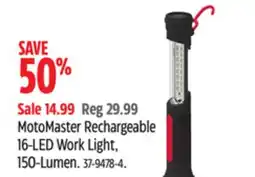 Canadian Tire MotoMaster Rechargeable 16-LED Work Light, 150-Lumen offer