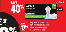 Canadian Tire NOMA 60W A19 LED Non-Dimmable Light Bulbs offer