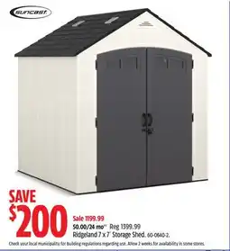 Canadian Tire Suncast Ridgeland 7 x 7´ Storage Shed offer