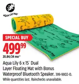 Canadian Tire Polar Bear Aqua Lily 6 x 15´ Dual Layer Floating Mat with Bonus Waterproof Bluetooth Speaker offer