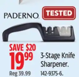 Canadian Tire Paderno 3-Stage Knife Sharpener offer