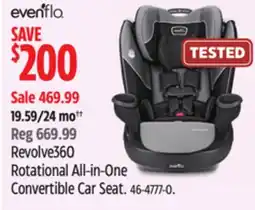 Canadian Tire Evenflo Revolve360 Rotational All-in-One Convertible Car Seat offer