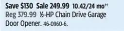 Canadian Tire Chamberlain 1⁄2-HP Chain Drive Garage Door Opener offer