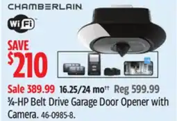 Canadian Tire Chamberlain 3⁄4-HP Belt Drive Garage Door Opener with Camera offer