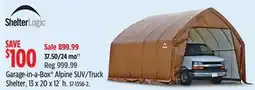 Canadian Tire Shelter Logic Garage-in-a-Box Alpine SUV/Truck Shelter, 13 x 20 x 12´ h offer