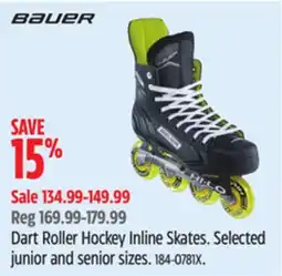 Canadian Tire Bauer Dart Roller Hockey Inline Skates offer