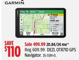 Canadian Tire Garmin DEZL OTR710 GPS Navigator offer