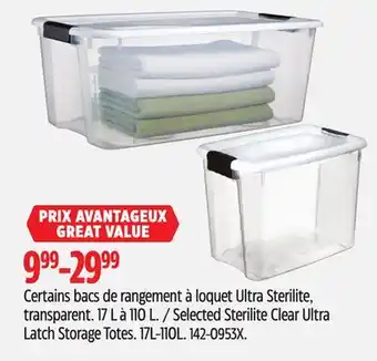 Canadian Tire Selected Sterilite Clear Ultra offer