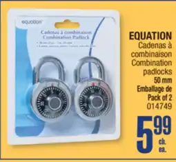 Jean Coutu EQUATION Combination padlocks offer