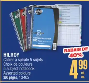 Jean Coutu HILROY 5 subject notebook offer