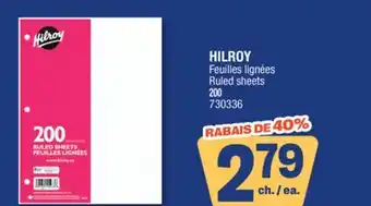 Jean Coutu HILROY Ruled sheets offer
