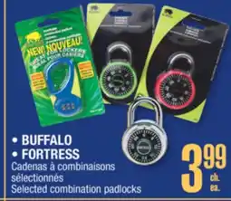 Jean Coutu BUFFALO, FORTRESS Selected combination padlocks offer