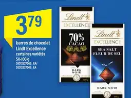 Maxi BARRES DE CHOCOLAT LINDT EXCELLENCE, 50-100 g offer