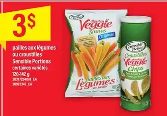 Maxi PAILLES AUX LÉGUMES OU CROUSTILLES SENSIBLE PORTIONS, 120-142 G offer