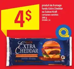 Maxi PRODUIT DE FROMAGE FONDU EXTRA CHEDDAR OU SUISSE KRAFT, 390 G offer
