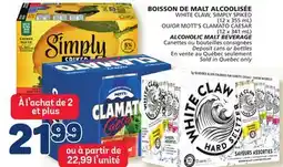 Marché Bonichoix WHITE CLAW, SIMPLY SPIKED (12 x 355 mL) MOTT'S CLAMATO CAESAR (12 x 341 mL) ALCOHOLIC MALT BEVERAGE offer