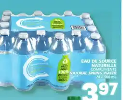 Marché Bonichoix COMPLIMENTS NATURAL SPRING WATER offer