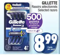Jean Coutu GILLETTE Selected razors offer