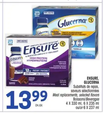 Uniprix ENSURE, GLUCERNA Substituts de repas, saveurs sélectionnées/Meal replacements, selected flavors Boissons/Beverages offer
