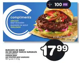 Marches Tradition COMPLIMENTS FROZEN BEEF OR STUFFED BEEF BURGERS offer