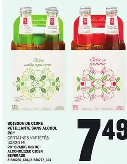 Provigo BOISSON DE CIDRE PÉTILLANTE SANS ALCOOL PCMD, 4X330 ML offer