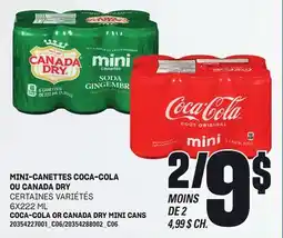 Provigo MINI-CANETTES COCA-COLA OU CANADA DRY, 6X222 ML offer