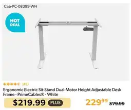 Shopper+ Ergonomic Electric Sit-Stand Dual-Motor Height Adjustable Desk Frame - PrimeCables - White offer