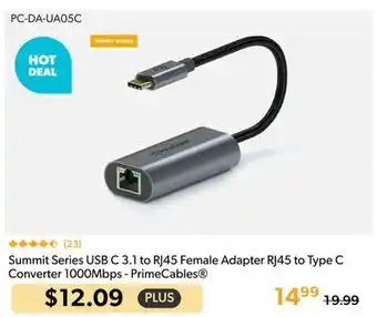 Shopper+ Summit Series USB C 3.1 to RJ45 Female Adapter RJ45 to Type C Converter 1000Mbps - PrimeCables offer