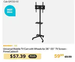 Shopper+ Universal Mobile TV Cart with Wheels for 26-55 TV Screen - PrimeCables offer