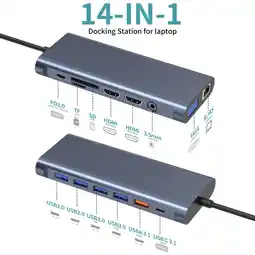Best Buy Saga Premium 14 in 1 USB C Hub and Docking Station with Two 4K HDMI ,Ethernet, VGA, 2xUSB 3.0, 2xUSB 2.0, SD+TF Card Reader C offer