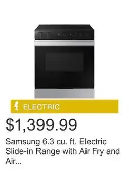 Costco Samsung 6.3 cu. ft. Electric Slide-in Range with Air Fry and Air Sous Vide offer