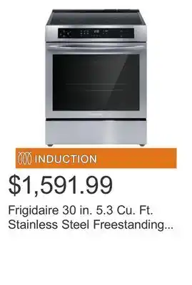 Costco Frigidaire 30 in. 5.3 Cu. Ft. Stainless Steel Freestanding Induction Range with Convection Bake offer