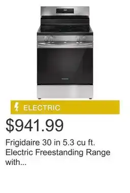Costco Frigidaire 30 in 5.3 cu ft. Electric Freestanding Range with EvenTemp Cooktop offer